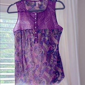 Sweet Pea women’s medium purple sleeveless, two layered sheer top